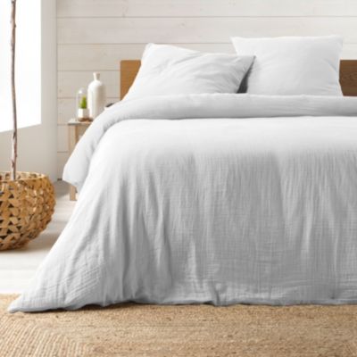 Parure de lit en gaze de coton ANGELIA (260x240 cm - Blanc)