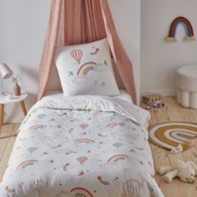 Parure de lit enfant en coton 57 fils imprimé blanc