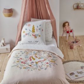 Parure de lit enfant en coton 57 fils imprimé rose