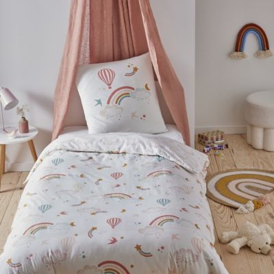 Parure de lit enfant en coton imprimé arc-en-ciel 140x200cm