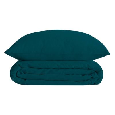 Parure de lit "Landiha" percale bleu égéen 240x220cm - Atmosphera Créateur d'intérieur