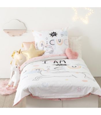 Parure de lit Licorne 140 x 200 cm Housse de couette en Coton avec sa taie