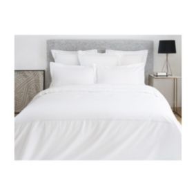 Parure de lit percale de coton 80 fils/cm² - Housse de couette 220 x 240 cm + 2 taies d'oreiller  - Blanc - CHARMY de PALACIO