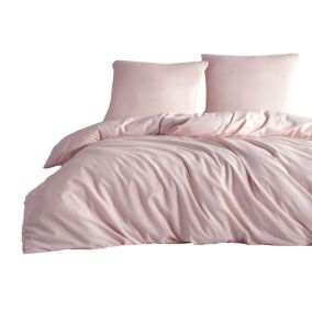 Parure de lit rose unie 240 x 220 cm