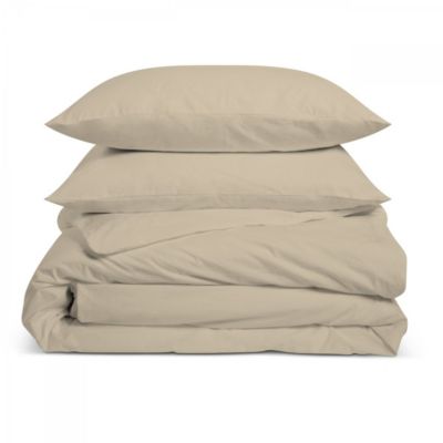 Parure de lit unie 1 personne 140x200cm PERCALE LIN