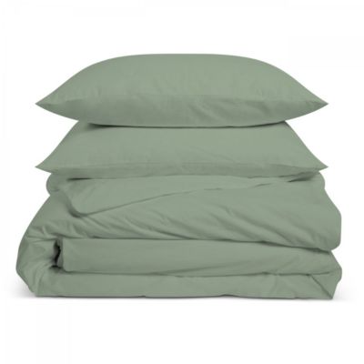 Parure de lit unie 1 personne 140x200cm PERCALE SAUGE