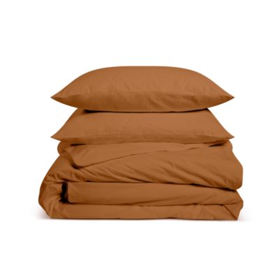 Parure de lit unie 1 personne 140x200cm PERCALE TERRACOTTA