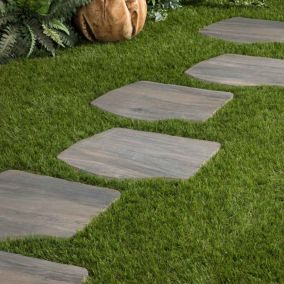 Pas japonais Grès Cérame effet Bois Gris L.42 x l.36 x Ep.2 cm (Lot de 20) - RO'MA Nature