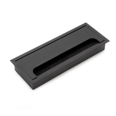 Passe-câbles de table Emuca Quadrum, rectangulaire, 269x80mm, à encastrer, Aluminium, Peint en noir