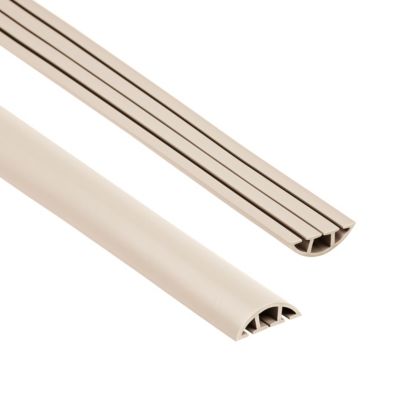 Passe-cables de sol PVC 40 mm QUEST - cache-cables demi-rond a 3 compartiments - 2 m, beige