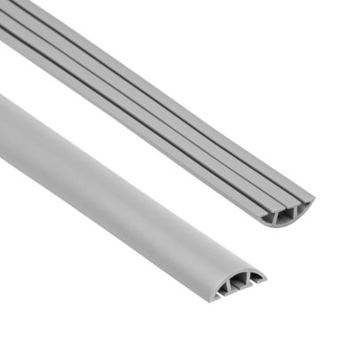 Passe-cables de sol PVC 40 mm QUEST - cache-cables demi-rond a 3 compartiments - 2 m, gris