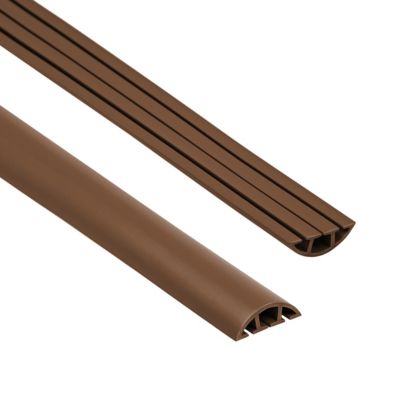 Passe-cables de sol PVC 40 mm QUEST - cache-cables demi-rond a 3 compartiments - 2 m, marron