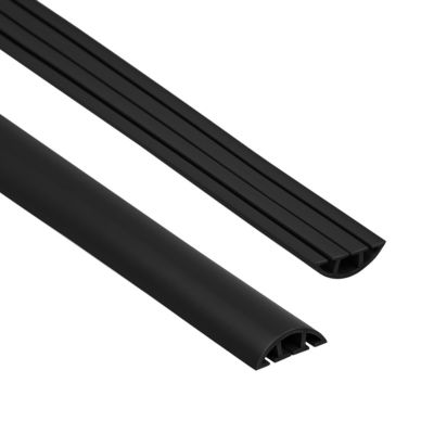 Passe-cables de sol PVC 40 mm QUEST - cache-cables demi-rond a 3 compartiments - 2 m, noir