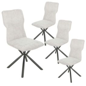 PAST - Lot de 4 Chaises Tissu Chiné Blanc Piètement Etoile