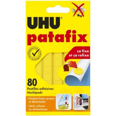 Pastille adhésives UHU Patafix jaune, 80 pièces