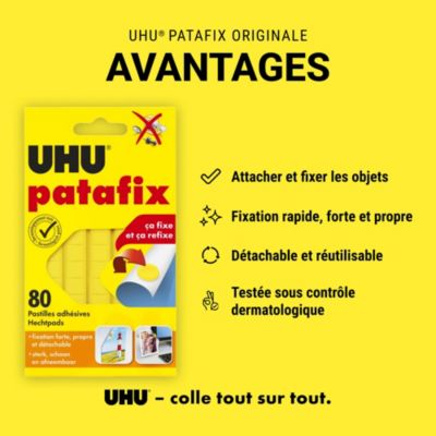 Pastille adhésives UHU Patafix jaune, 80 pièces