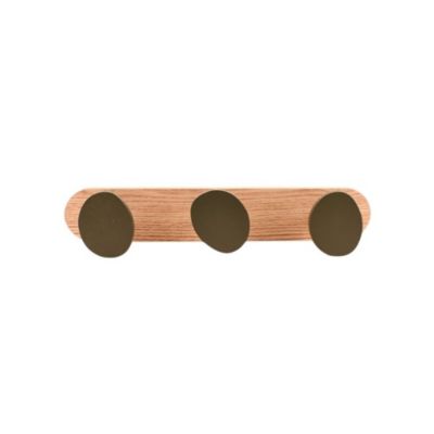 Patère 3 têtes en métal kaki et bois 35x7cm