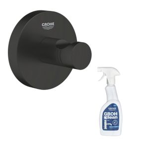 Patère murale GROHE Start noir mat + nettoyant GrohClean