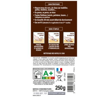 Pâte à bois à l'eau Blanc Sintobois 250g