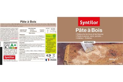 Pâte à bois rebouche fissures et imperfections blanc Syntilor 500g