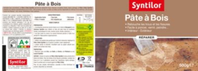 Pâte à bois rebouche fissures et imperfections naturel 500 g Syntilor