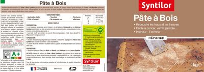 Pâte à bois rebouche fissures et imperfections naturel 500 g Syntilor