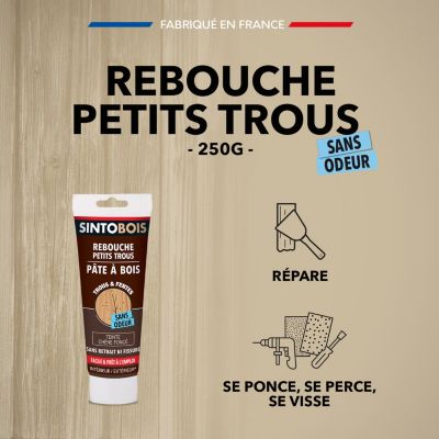 Pâte à bois rebouche petits trous Sintobois chêne foncé 250g