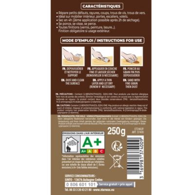 Pâte à bois rebouche petits trous Sintobois chêne foncé 250g