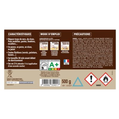 Pâte à bois rebouche petits trous Sintobois chêne foncé 550g