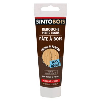 Pâte à bois rebouche petits trous Sintobois chêne foncé 80g