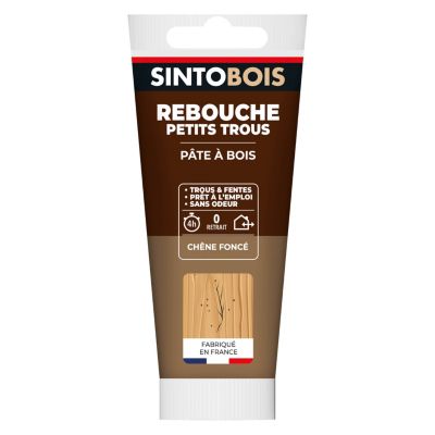 Pâte à bois rebouche petits trous Sintobois chêne foncé 80g