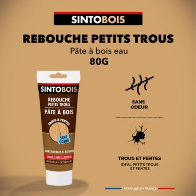 Pâte à bois rebouche petits trous Sintobois chêne foncé 80g