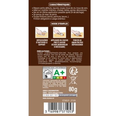 Pâte à bois rebouche petits trous Sintobois chêne moyen 80g