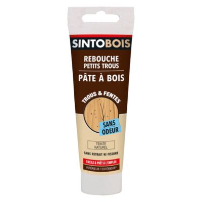 Pâte à bois rebouche petits trous Sintobois couleur naturel 80g