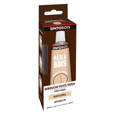 Pâte à bois rebouche petits trous Sintobois couleur naturel 80g