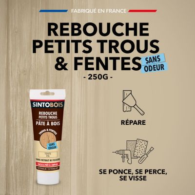 Pâte à bois rebouche petits trous Sintobois pin 250g