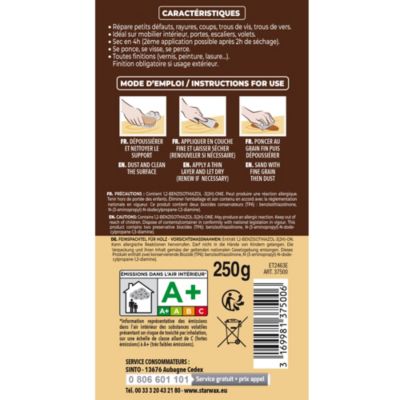 Pâte à bois rebouche petits trous Sintobois pin 250g