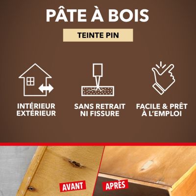 Pâte à bois rebouche petits trous Sintobois pin 250g