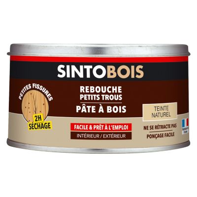 Pâte à bois rebouche petits trous Sintobois teinte bois naturel 250g