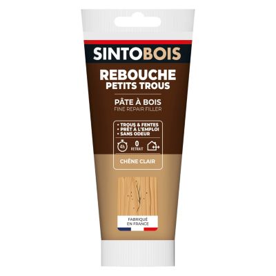 Pâte à bois rebouche petits trous Sintobois teinte chêne clair 250g