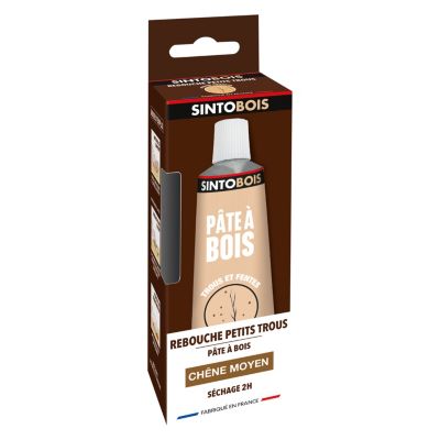 Pâte à bois rebouche petits trous Sintobois teinte chêne moyen 80g