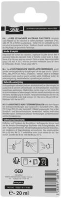 Pâte d'étanchéité GEB pour plastiques ou raccords métal/plastique en tube de 20 ml