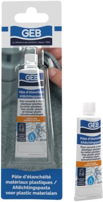 Pâte d'étanchéité GEB pour plastiques ou raccords métal/plastique en tube de 20 ml
