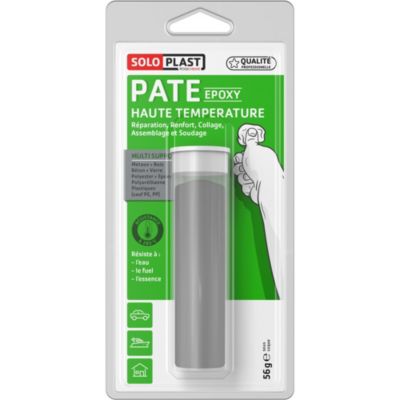 Pâte époxy réparation métal haute température 280°C 56 ml Soloplast