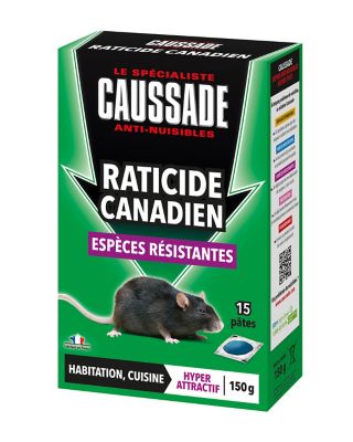 Pâte contre rats, souris. Espèces résistantes 150 grammes Caussade,  Souricide Raticide (Brodifacoum) - ISI-Jardin