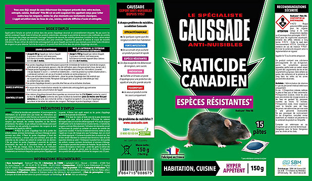 Pâte raticide canadien Espèces résistantes Caussade