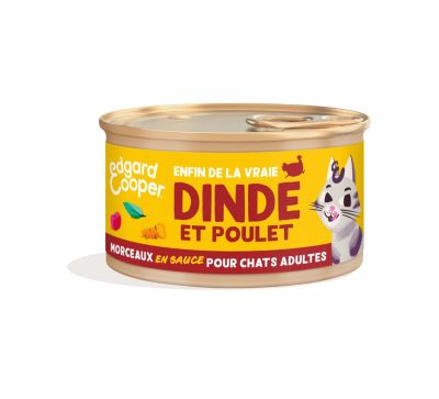 Pâtée en morceaux pour les chats adultes à la dinde & au poulet 85g Edgard cooper