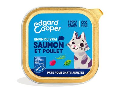 Pâtée pour chat adulte bio saumon et poulet 85g Edgard Cooper