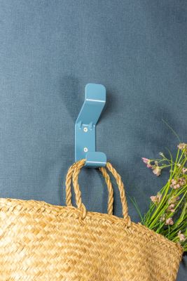 Patère en métal à fixer bleu Cime École 1 tête