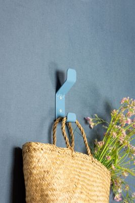 Patère en métal à fixer bleu Cime École 1 tête